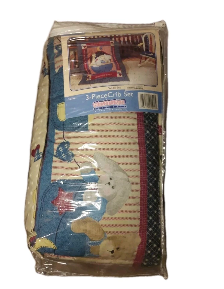 Juego de cama de cuna náutica Lambs & Ivy Sail To Sea de 3 piezas. Foto 2 de 4
