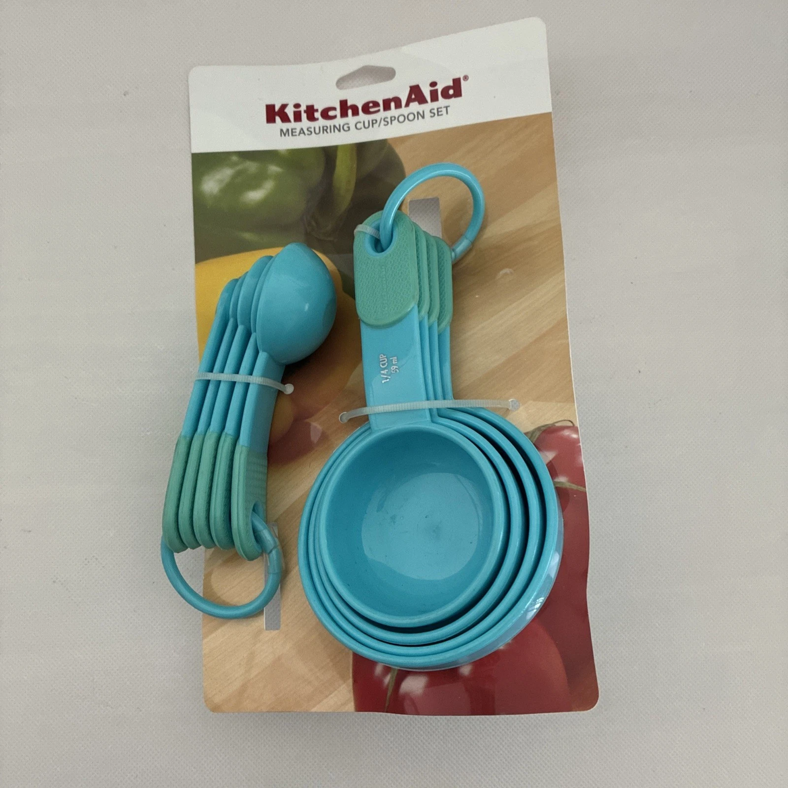 New KitchenAid Aqua HTQA Turquoise Aqua Vintage 9 Measuring Cups and Spoons