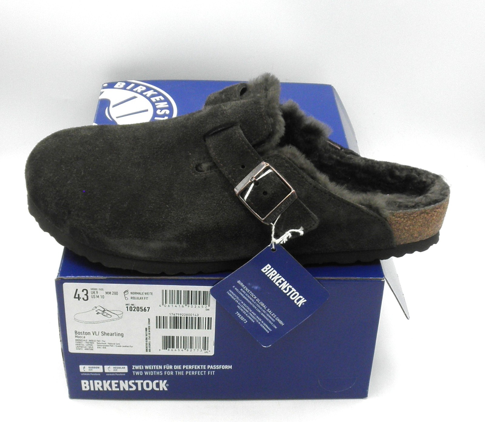 NEW BIRKENSTOCK Boston VL/ Shearling Suede MOCHA (1020567) Men's US 10 EU43 UK 9