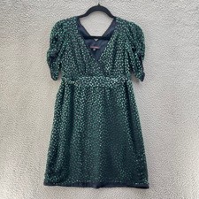 Betsey Johnson Y2K Dress Womens 2 Black Green Polka Dot Silk Blend USA Made VTG