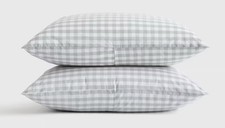 NWOT Quince King Set 2 Shams Percale Blue Fog Gingham