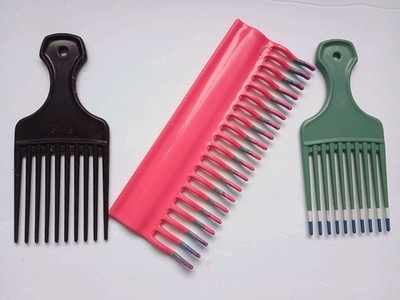 Vtg Goody Wavy Hair Comb Pic 90s Twice Color Dip Wide Tooth Stylex Lift Pick Lot