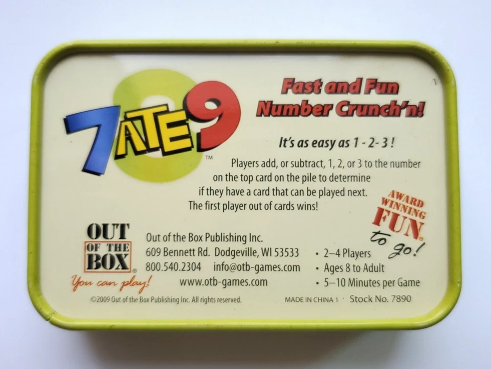 7 ATE 9 CARD GAME~ Out of the Box Games~ COMPLETE~ Fast & Fun~ SHIPS FREE! - Image 3 of 4