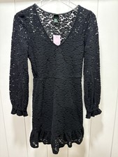 Women's Long Sleeve Brushed Lace Skater Dress Wild Fable Black Size Small New