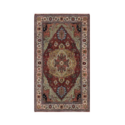 3'x5'1'' Red Antiqued Heris Re-Creation Hand Knotted New Zealand Wool Rug R91498