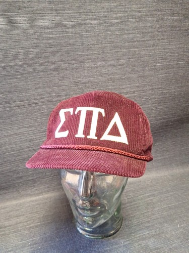 Vintage Sigma Pi Delta Fraternity Corduroy Strapback W/ Rope Hat Cap USA Maroon. - Picture 1 of 6