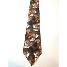 Vintage Jazz Mens Silk Tie Brown Tropical Fruit Avocado Pineapple Novelty Print