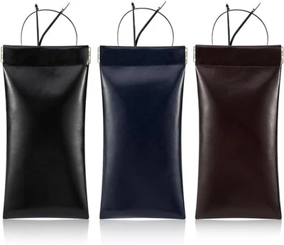 HIFOT 3x Magnet Brillenetui mit Federdeckel weiches Leder Etui Etui für Sonnenbrille