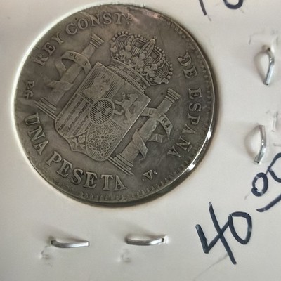 (3) SPAIN UNA PESETA SILVER HARD RARE DATES NO HAGGLE PRICE!