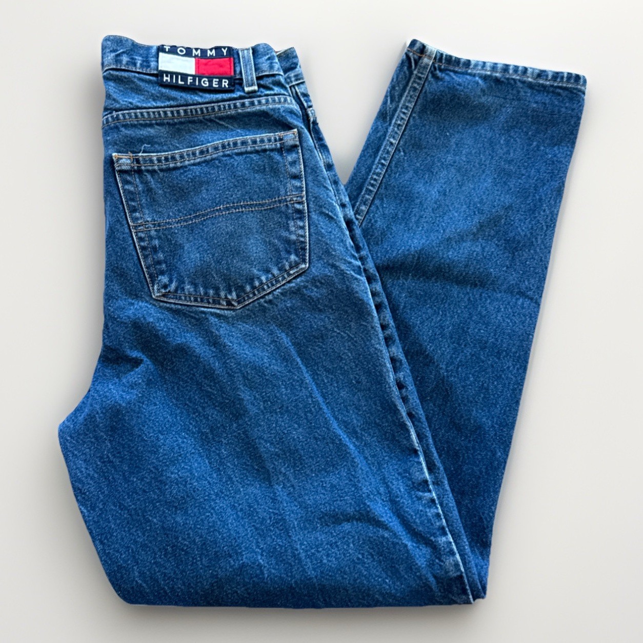 's 32 X 33 Blue Denim Flag Patch Baggy Y2k