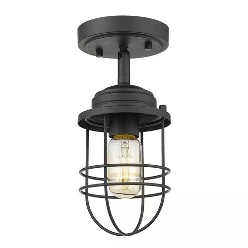 Golden Lighting 9808-SF Seaport 5"W Semi-Flush Ceiling Fixture - Black - Picture 1 of 2
