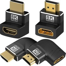 4 Pack 8K HDMI 2.1 Male to Female Adapter Connector Up Down Left Right Angle 90