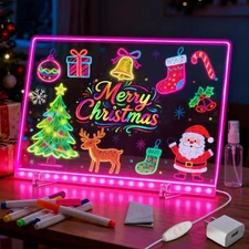 Colorful LED Drawing Board, 14x10'' with 3 Modes & 7 Markers for Kids & Office