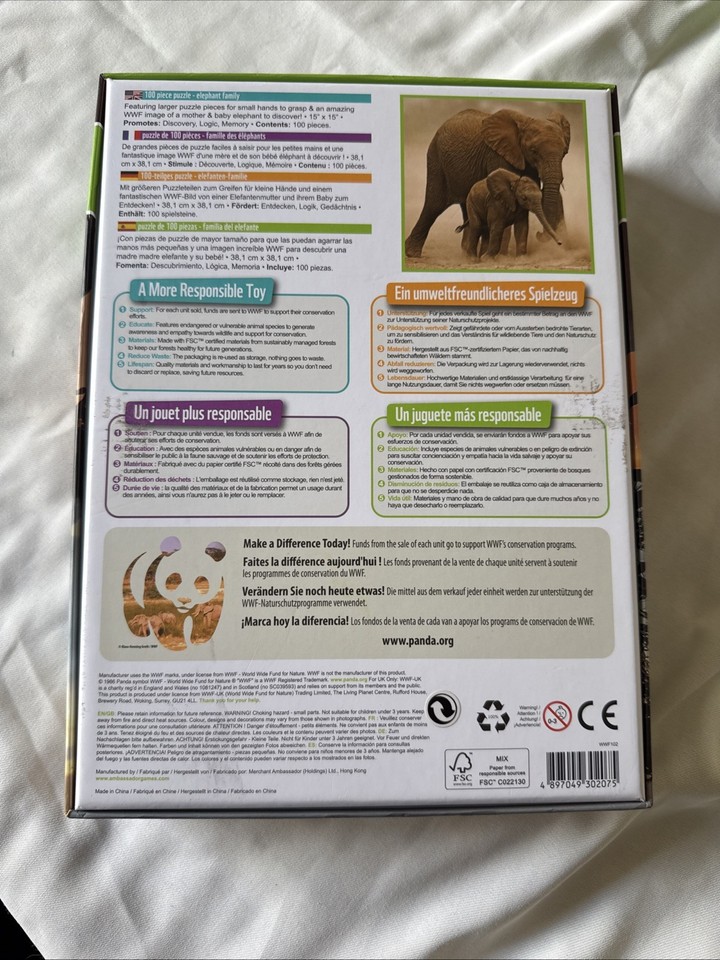 Elephant Insect New WWF Elephant 100 Piece Jigsaw Puzzle & Bug Adventure Gift in a Tin ...
