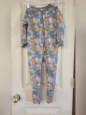 Blue Dinosaur-Print Footed One-Piece Pajamas for Kids 4T