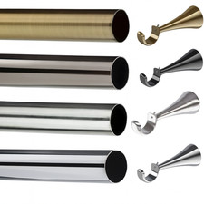 35mm METAL EYELET CURTAIN POLE DESIGNER LONG STEM BRACKETS NO RINGS NO FINIALS