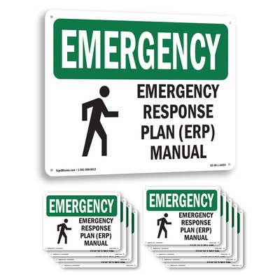 Response Plan (ERP) Manual With Symbol OSHA Emergency Sign, Decal 5 or 10 Pack