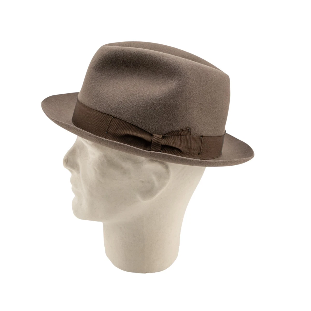 $475 BORSALINO Sombrero Fedora Taupe Fieltro Alessandria + Cuero - Hecho a mano en Italia