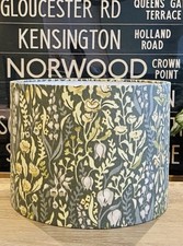 MADE TO ORDER LAMPSHADE MORRIS KELMSCOTT FABRIC WILD FLOWERS GREEN PALE YELLOW