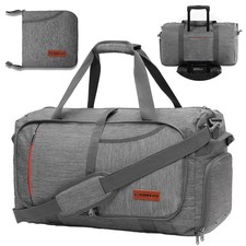 65L Foldable Duffle Bag with Shoes Compartment, Water-Resistant Packable Trav...