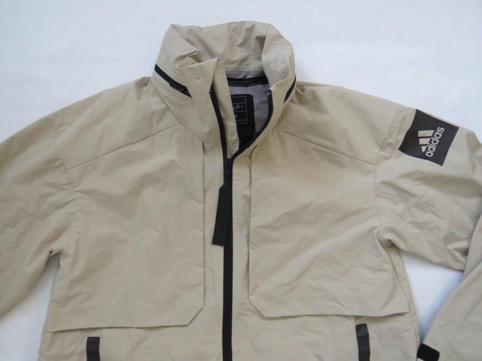 Adidas My Shelter Rain wind Coat shell Jacket Parka Hooded XS womens Beige image 2