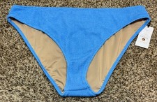 Shade  Shore Blue Textured Low Rise Medium Seat Coverage Bikini Bottoms. XL.