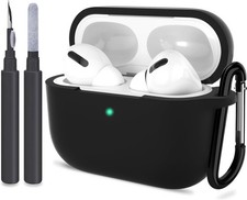 Silicone Skin Case Cover for AirPods Pro 2nd Gen with Keychain - Black