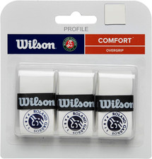 WILSON Roland-Garros Tennis Overgrip - 3 Pack, White/Navy