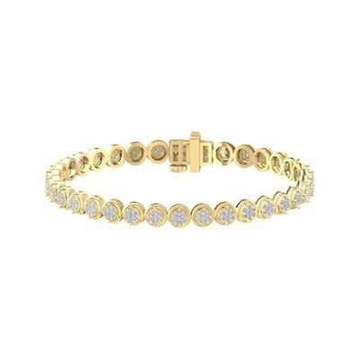 14k Yellow Gold Lab Grown Diamond Composite Bracelet 7'' Gift for Women