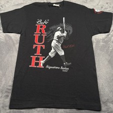 Vintage 1994 Babe Ruth Signature Series Baseball T-Shirt Mens Large Black Cotton