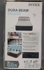 Intex - Dura-Beam Deluxe Queen Air Mattress with Built-In Pump and Headboard