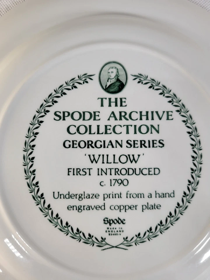 Spode Willow Plate Georgian Series Archive Collection 26.8cm Dia Dinner Green  - Image 3 of 4
