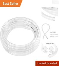 Flexible Clear Vinyl PVC Tubing Hose - 10ft 1/4" ID, 3/8" OD - UV/Chem Resistant