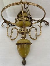 Brass Onyx Hanging Chandelier Spanish Baroque...