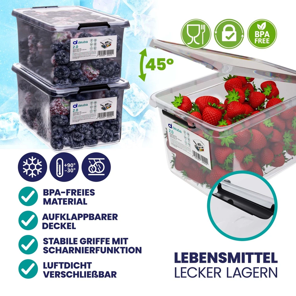 Boîte de rangement plastique transparent empilable sans BPA caisse de rangement - Photo 3/4