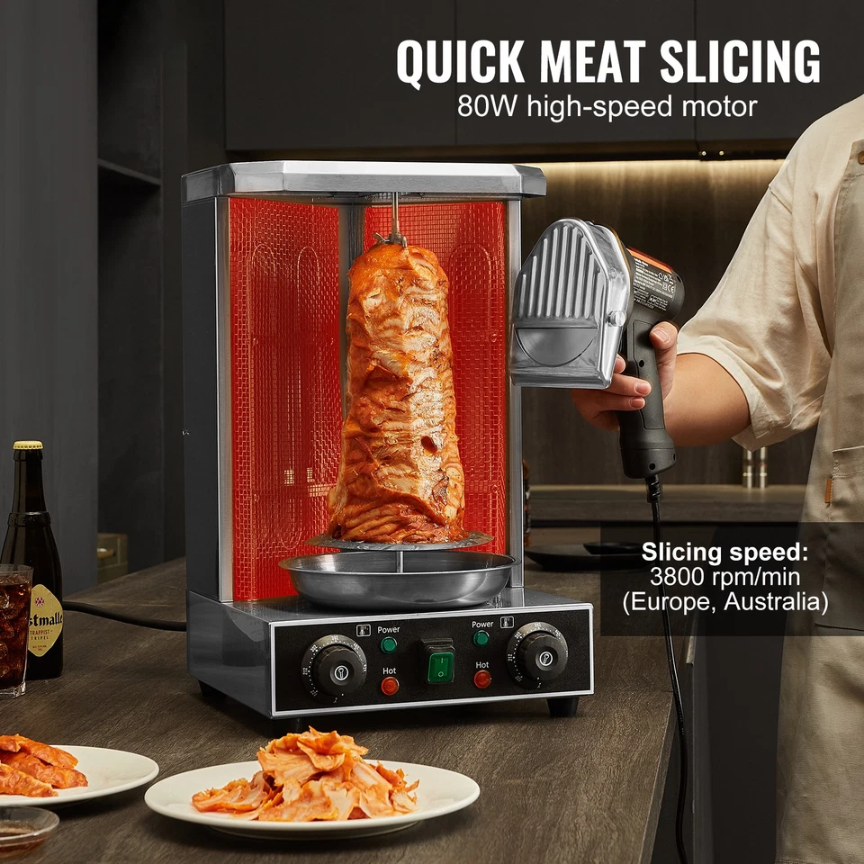 Couteau à Kebab Électrique Coupe-Viande Shawarma 2 Lames Barbecue Turc - Imagen 2 de 4