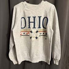 Ohio Nautical Themed Gray Vintage Crew Neck Sweatshirt. Size Large