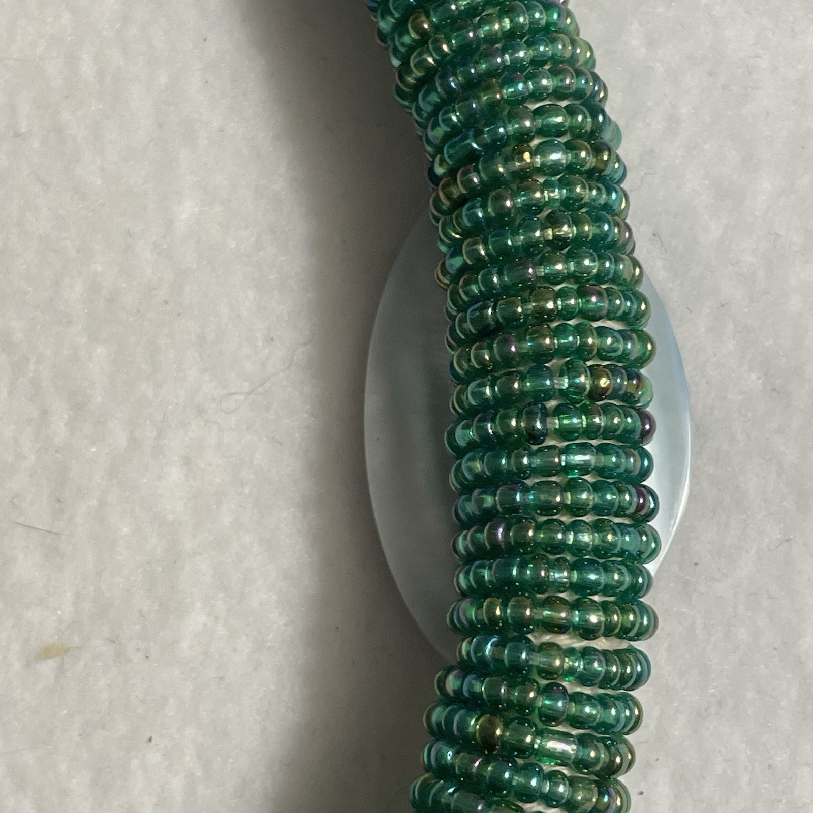 Abalone shell statement large necklace, beaded ab… - image 12