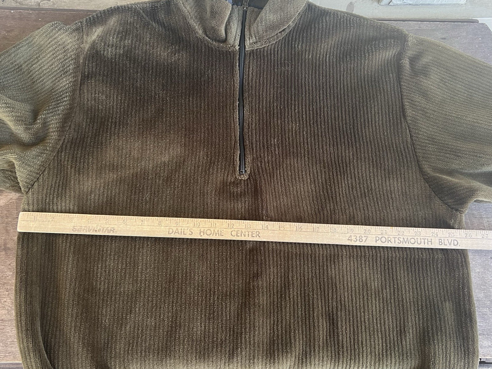 Vintage Woolrich Ribbed Fleece 1/4 Zip Pullover Men Sz XL Army Green Made in USA image 4