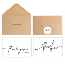 SPIRITDUST 52-pack Thank You Cards Bulk with Kraft Envelopes & Matching Stickers
