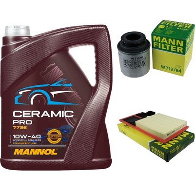 MANN Inspektionspaket 5L MANNOL Ceramic Pro 10W-40 für Skoda Fabia II Combi 545