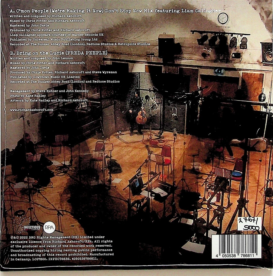 Richard Ashcroft ft Liam Galllagher- C'mon People 7" NEW Ltd Vinyl OASIS VERVE - Image 2 of 2