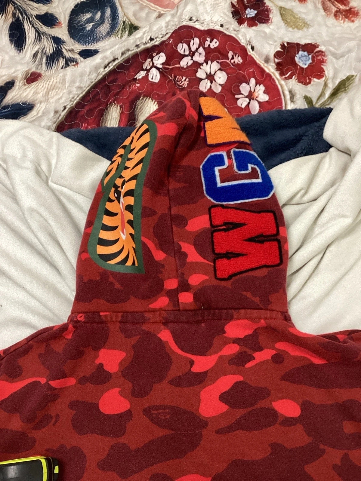 A Bathing Ape Double Hood Red Camo Zip Jacket image 18