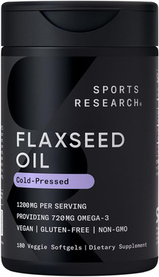 Sports Research Vegan Flaxseed Oil (1200Mg) Herbal Supplement with Plant-Based A