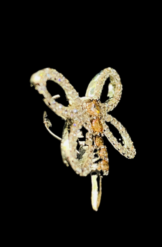 0.25CT Labor Erstellt Diamant Und Citrin Libelle Anhänger 14k Weiß Vergoldet - Bild 2 von 8