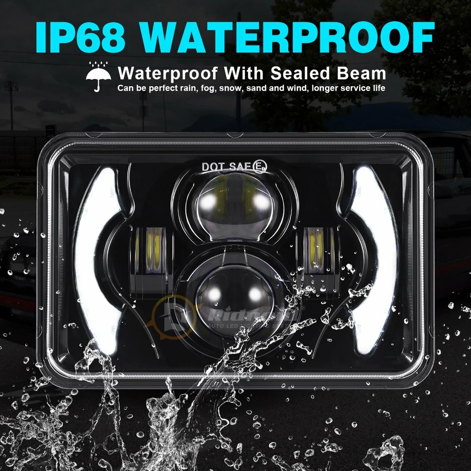 2X Faro LED 4x6" Aprobado DRL Para Chevrolet S10 1997 1996 1995 R10 1987 Foto 4 de 4