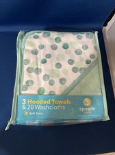 Spasilk Baby 3 Infant Hooded Towels  20 Washcloths Set Soft Terry Mint Green