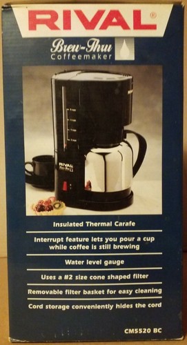 Rival Black Breu-Thru 8 Cup Coffee Maker Model CM5520 NEW - Picture 2 of 2