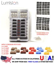12 Way Port 12V-24V DC ATO Fuse Block Weather Proof Holder w/ Negative RV BOAT