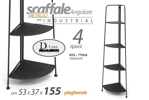 ANGOLIERA ENTRATINA 4 RIPIANI SCAFFALE INGRESSO METALLO ETAGERE PIANTE 155*53*37 - Foto 2 di 2
